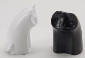 動物オーナメント/ねこ 黒マット・白マット